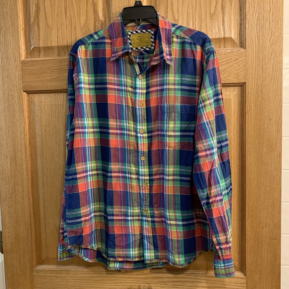 Original vintage 1946 Other - Washed Stoned & Beaten Vintage 1946 LS Button Shirt Blue Green Red Plaid Mens L
